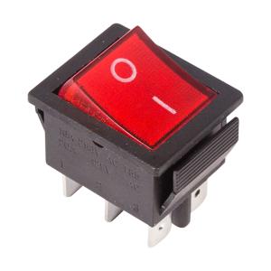 Выключатель клавишный 250V 15А (6с) ON-ON красный  с подсветкой (RWB-506, SC-767)  REXANT Индивидуальная упаковка 1 шт 