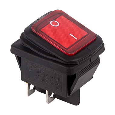 Выключатель клавишный 250V 15А (4с) ON-OFF красный  с подсветкой  ВЛАГОЗАЩИТА  (RWB-507)  REXANT Индивидуальная упаковка 1шт
